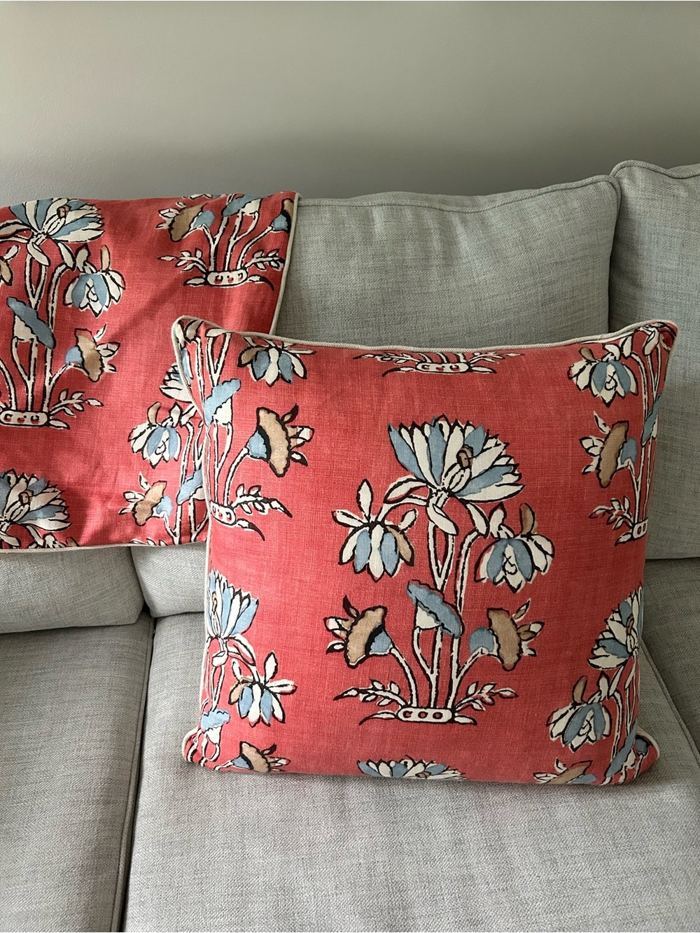 Schumacher - Coral Floral Pattern Decorative Throw Pillow Covers